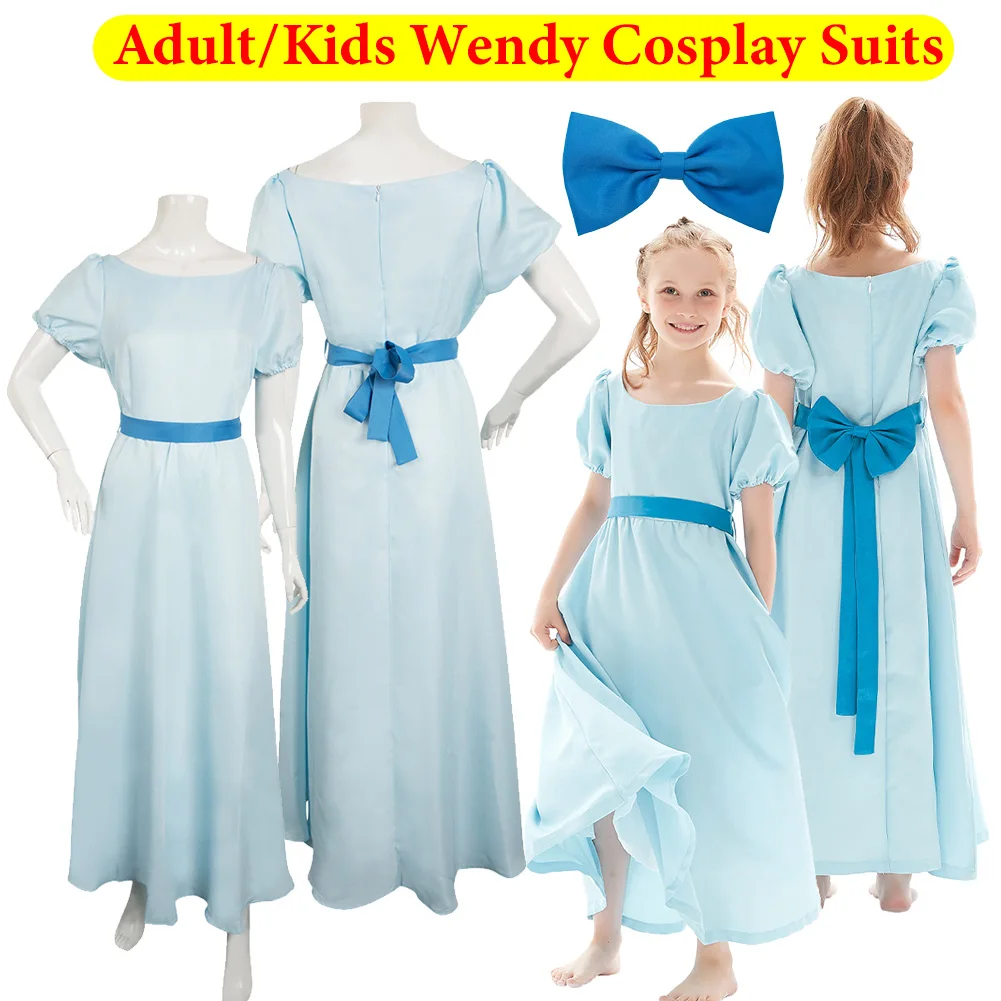 

Костюм для косплея Венди: платье, головной убор, пояс, для ролевых игр в Питера Пэн, летняя одежда, наряды для Хэллоуина, женский костюм