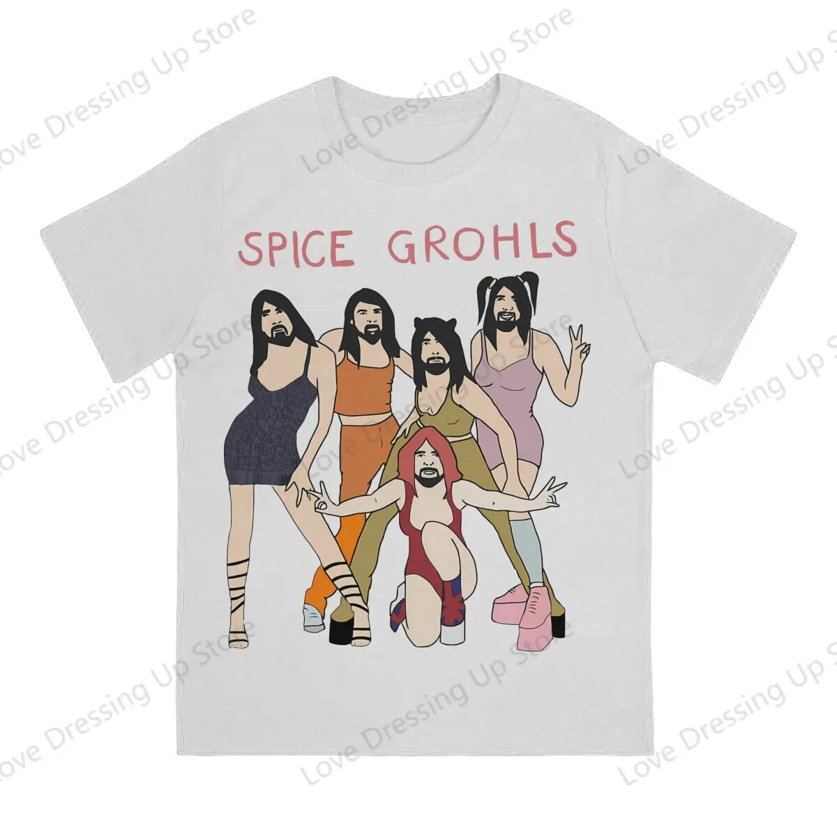 Spice Grohls 100%Pure Cotton Printed Men T-Shirt Dave Grohl Spice Girls Short sleeve Tshirts Harajuku Tee Funny Tops