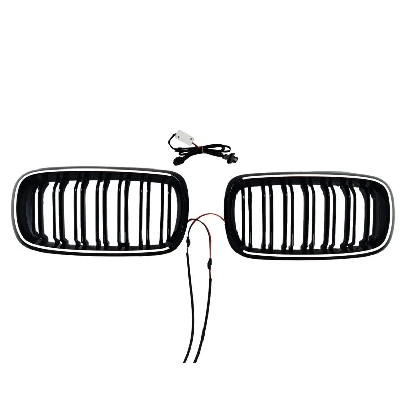 For BMW Grille LED Light grille X5 X6 M F15 F16 F85 F86 2014-2018 ABS Glossy black Racing grille