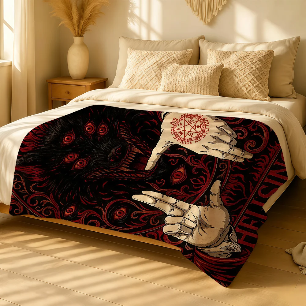 Anime H-Hellsing Blanket For Soft Warm Knee For Bedroom Living Room Bed Sofa Camping Picnic Office Gift