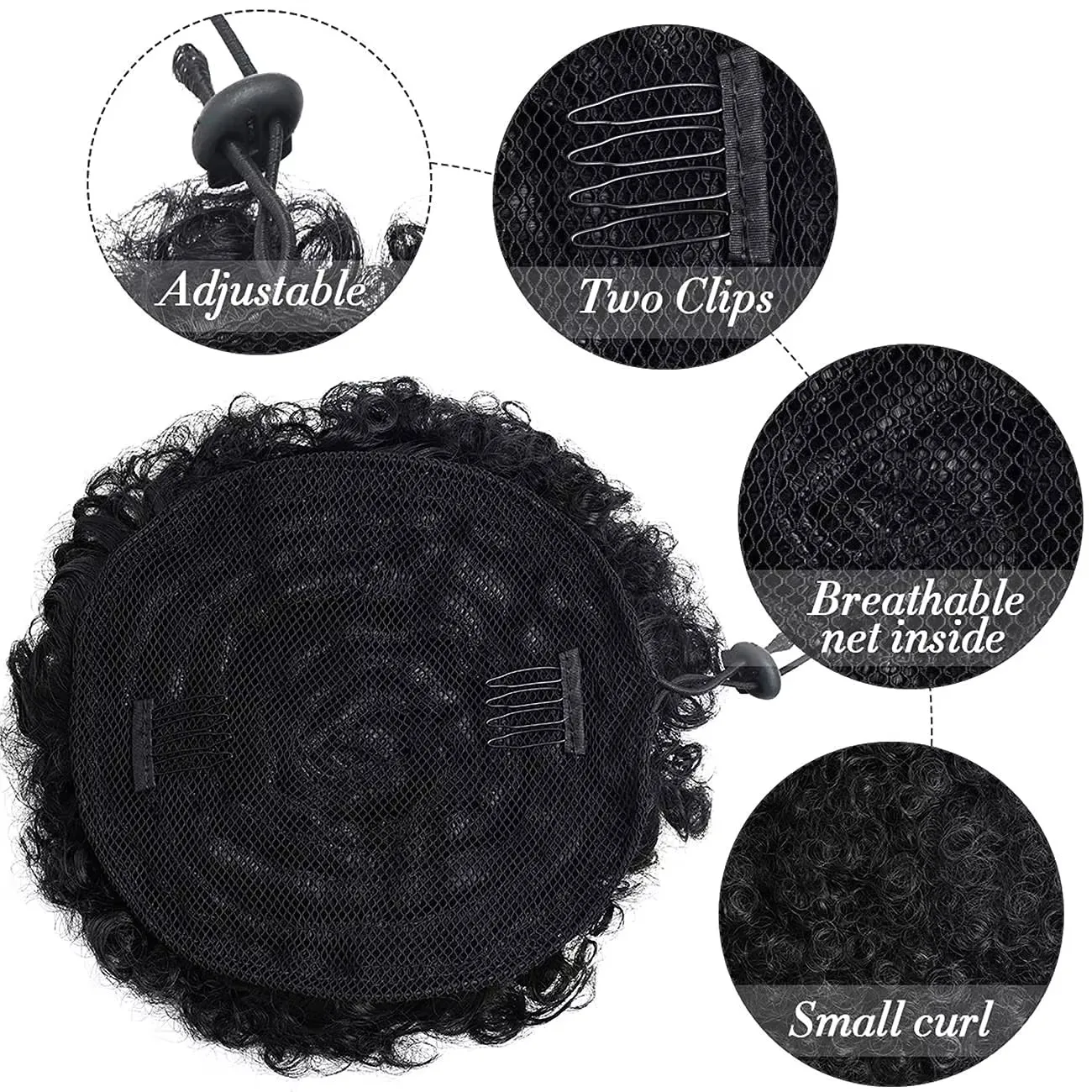 Large Afro Puff Drawstring Ponytail Short Kinky Curly Hair Bun Extension Synthetic Hairpieces Updo Hair Extensions with Clips