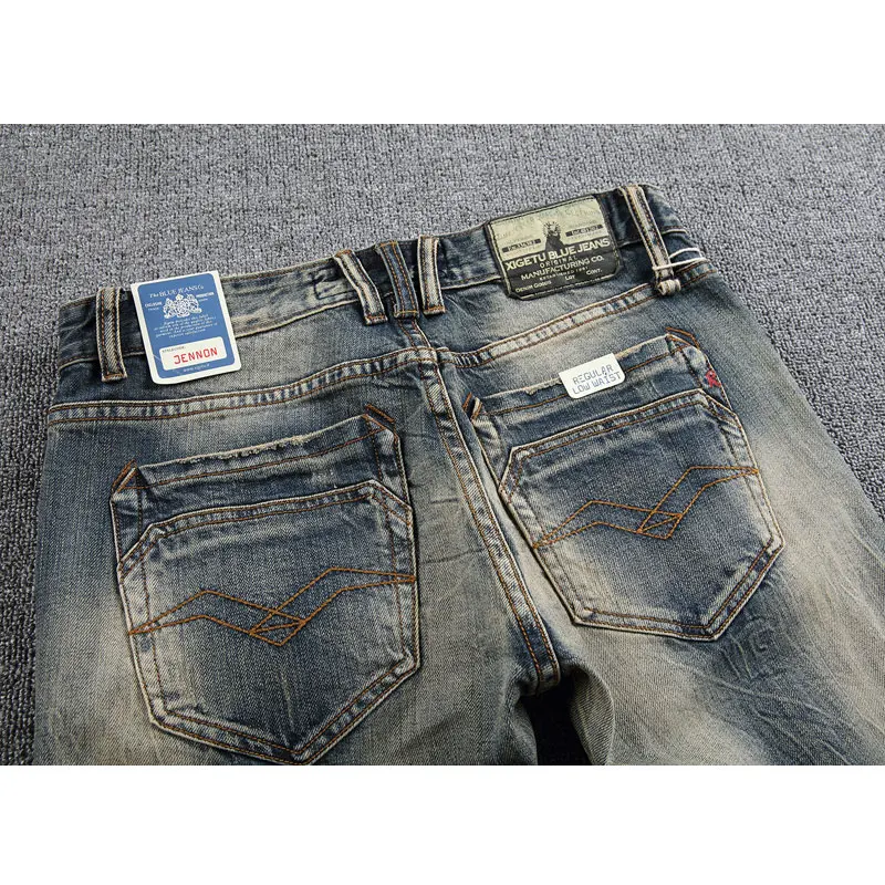Fashion Designer Men Jeans Retro Washed Stretch Slim Fit Vintage Jeans High Quality Italian Style Casual Denim Pants Hombre