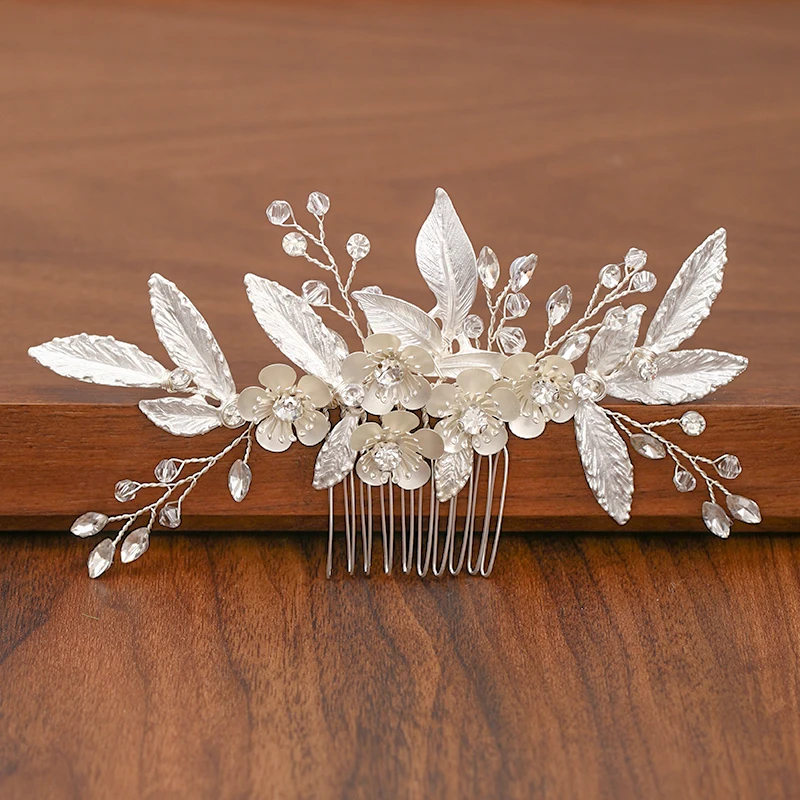 Silver Color Pearl Rhinestone Wedding Hair Combs Hair Accessories For Women Accessories Hair Ornaments Jewelry Bridal Headpiece image 4