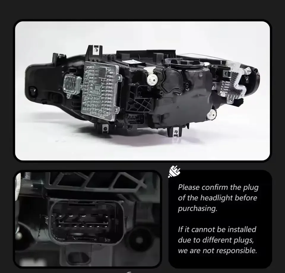 2 Pezzi Fari Anteriori a LED per BMW Serie 3 F30 F35 2013-2019, Proiettore a Doppio Fascio, DRL, Indicatore di Direzione, Montaggio Diretto