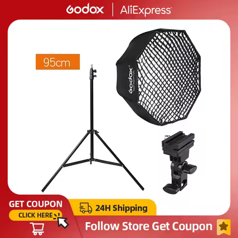 Godox Portable 95cm 37.5" Octagon Umbrella Softbox with Honeycomb Grid,Light Stand,Hot Shoe Holder Bracket for Flash Speedlight