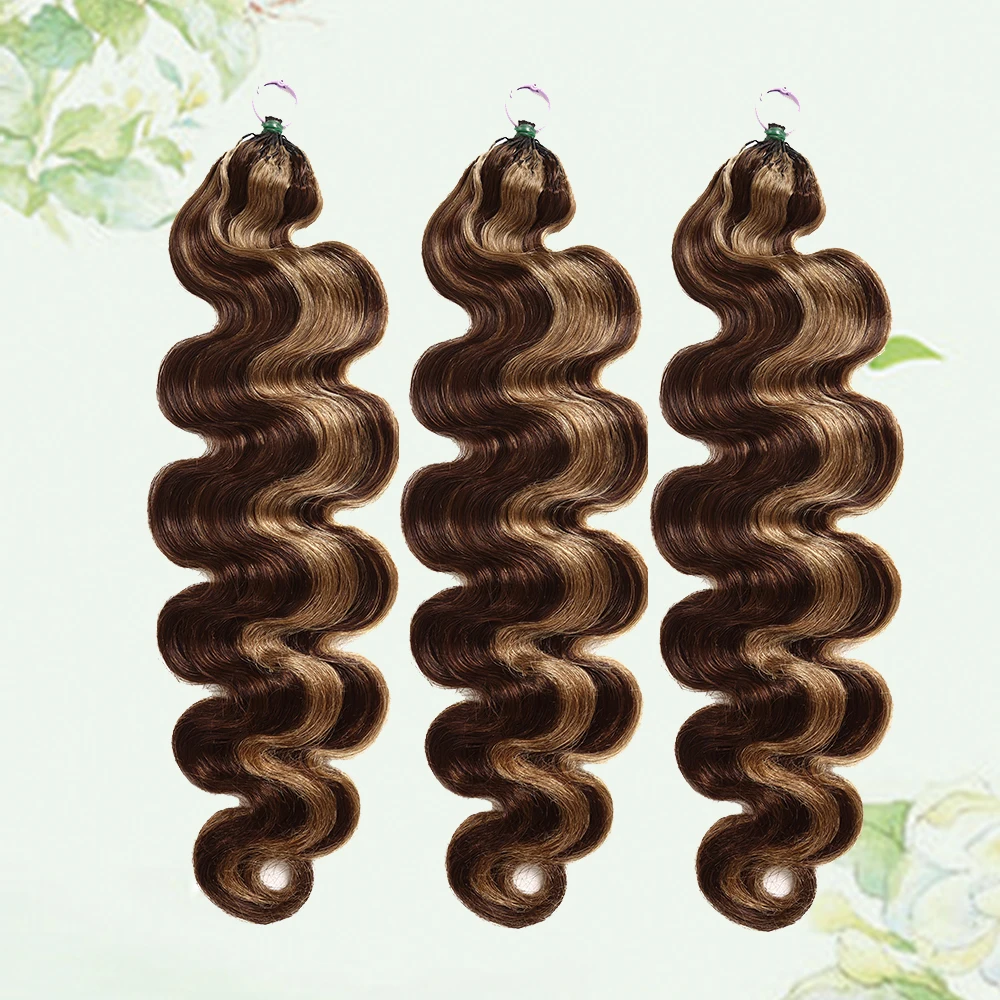 4/27 Honey Blonde Feather Human Crochet Hair Knotless PreSeparated Body Wave Feather Human Crochet Hair For Braid