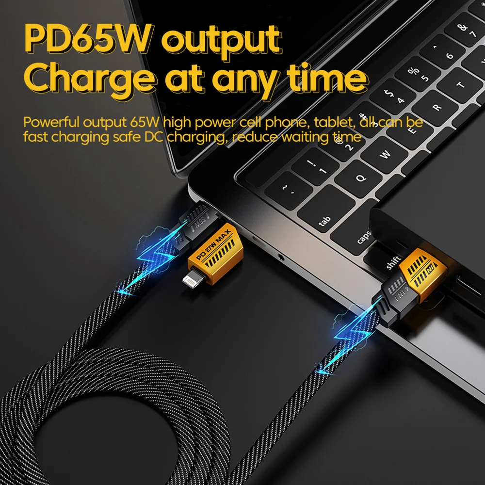 4 in 1 PD 65W 27W USB Cable Type C Dual Connector Lighting Mecha Style Fast Charging USB C Cable For iPhone 15 Samsung Xiaomi