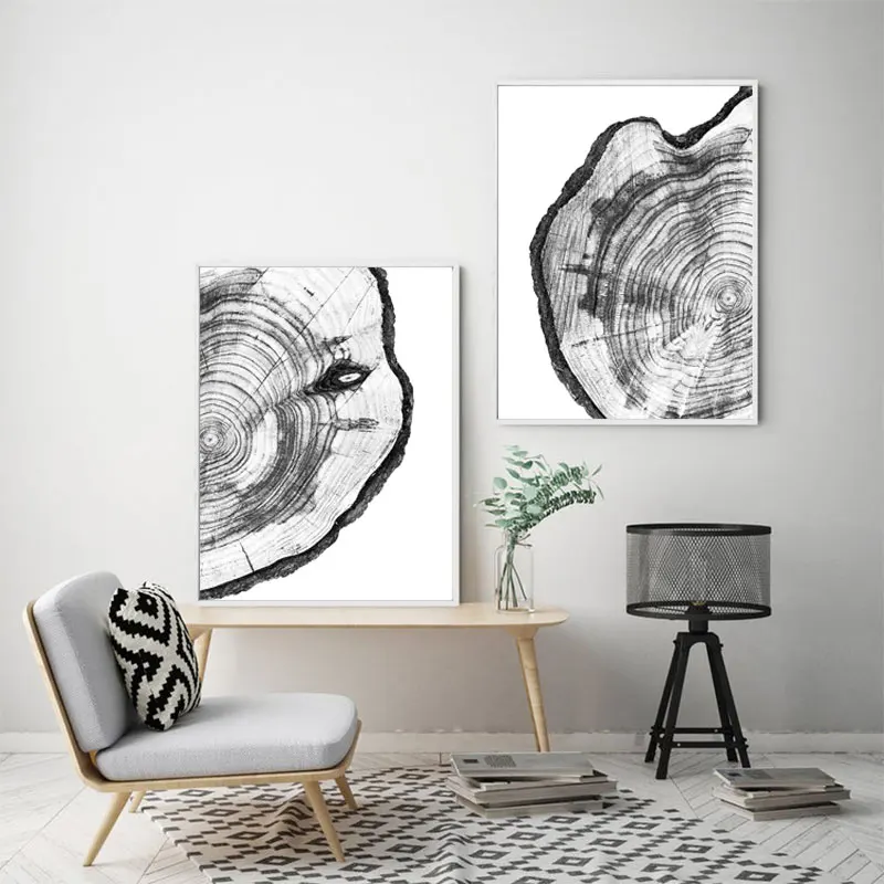 Canvas Painting Modern Tree Ring Printable Tree Stump Wood Slice Posters and Prints Wall Art Pictures Living Room Home Decor