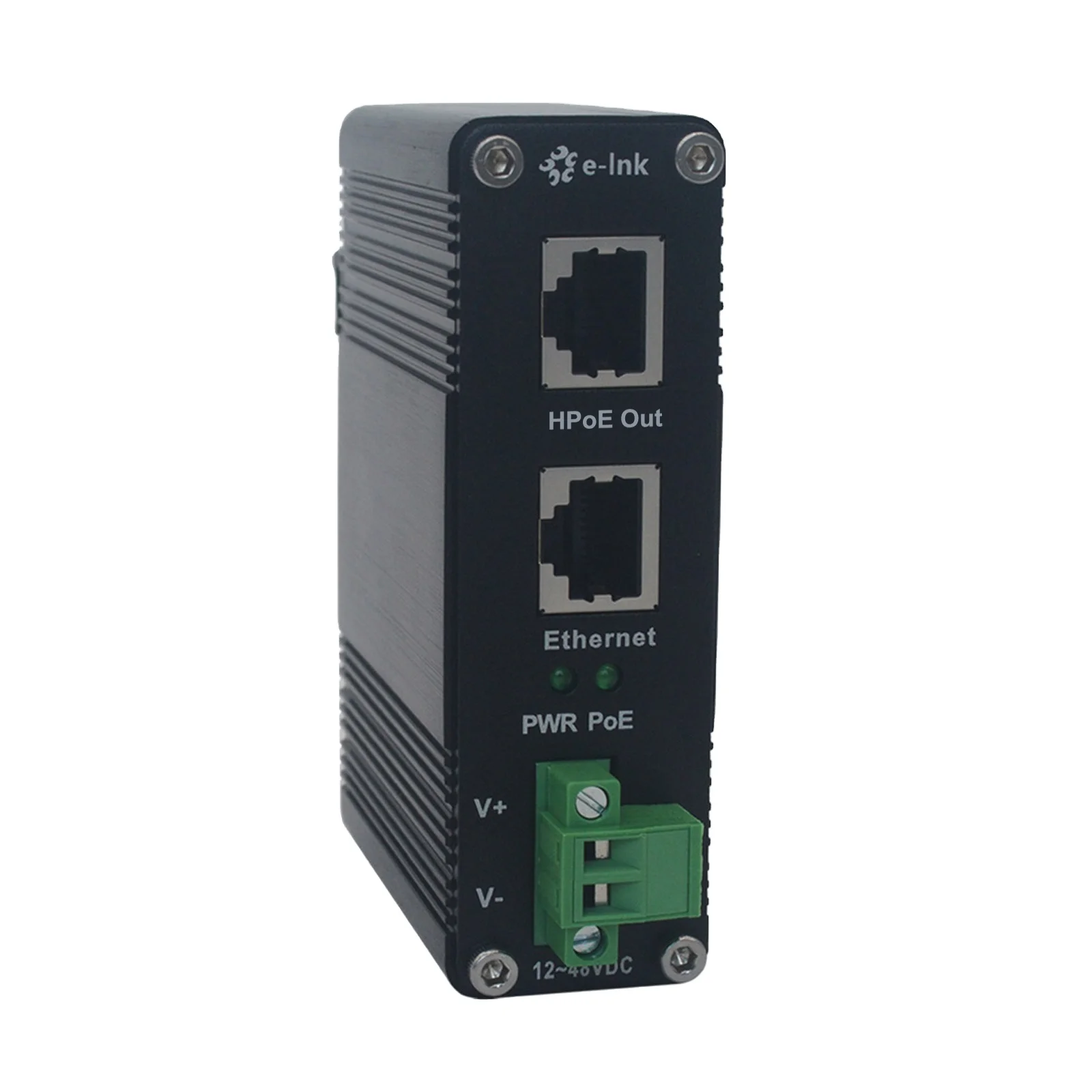 Outdoor Gigabit PoE Injector 802.3at 60W 10/100/1000m Power Over Ethernet Injector 12~48VDC Input DIN-Rail Bracket