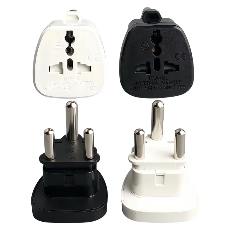 Large South Africa Travel Adapter Type M Large 15 amp BS 546, 2 Port Multi Outlet Black Color EU AU USA PLUG 15A 1pcs