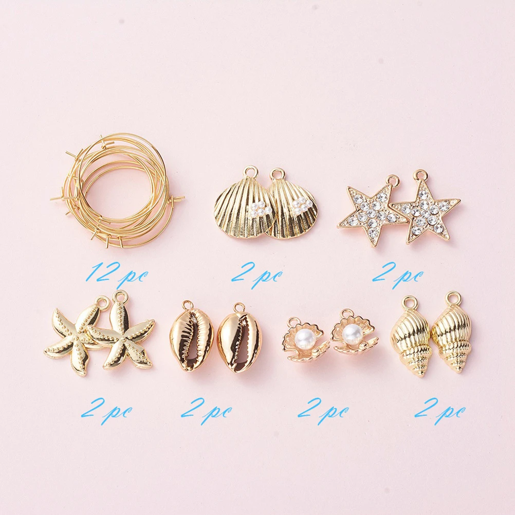 24pcs Sea Style Earring Pendants Assorted Diy Jewelry Accessories Loop Drop Decorative Charms For Key Gift