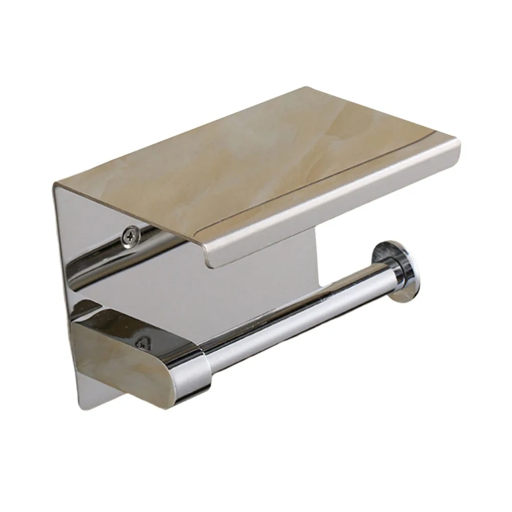 

Stainless Steel Paper Towel Holder Multi Functional Tissue Roll Storage Shelf Cellphone Rack Bathroom Accessories Space Saving