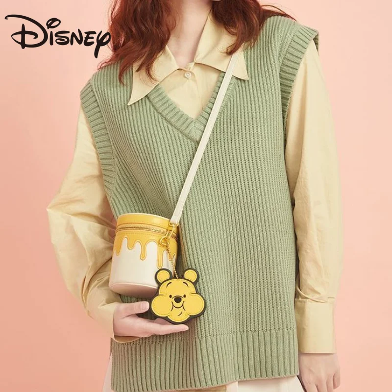 MINISO Disney Girl Bag 2023 Spring/Summer Winnie The Pooh Bucket Bag Messenger Bag Niche Bag Girls' Birthday Gift for Girlfriend