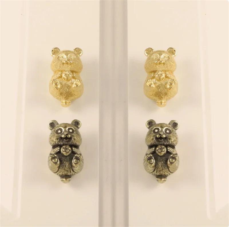 Giant Panda Furniture Handle Door Knobs Brass Animal Handles For Kitchen Wine Cabinet Door Wardrobe Cupboard Drawer Pulls Diy