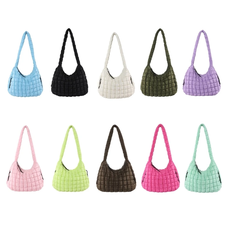 

Cloud Pleated Shoulder Bag for Women and Girls Modern Crossbody Bag Large Capacity Nylon Handbag