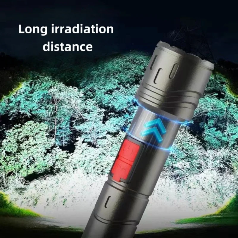 High Power LED Flashlight EDC USB 10W Rechargeable Lamp Outdoor Emergency Torch Portable Personal  Defense Waterproof Flashlight