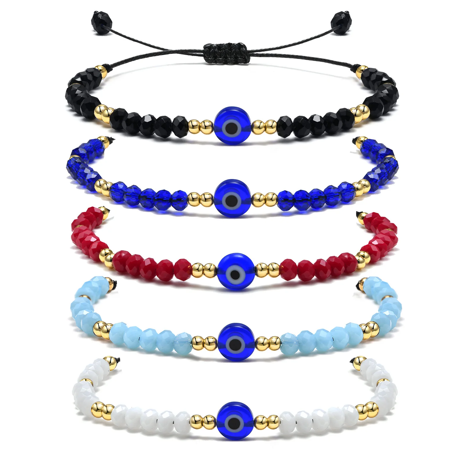 Colorful Beaded Chain Evil Eye Bracelet for Women Adjustable String Amulet Protection Jewelry