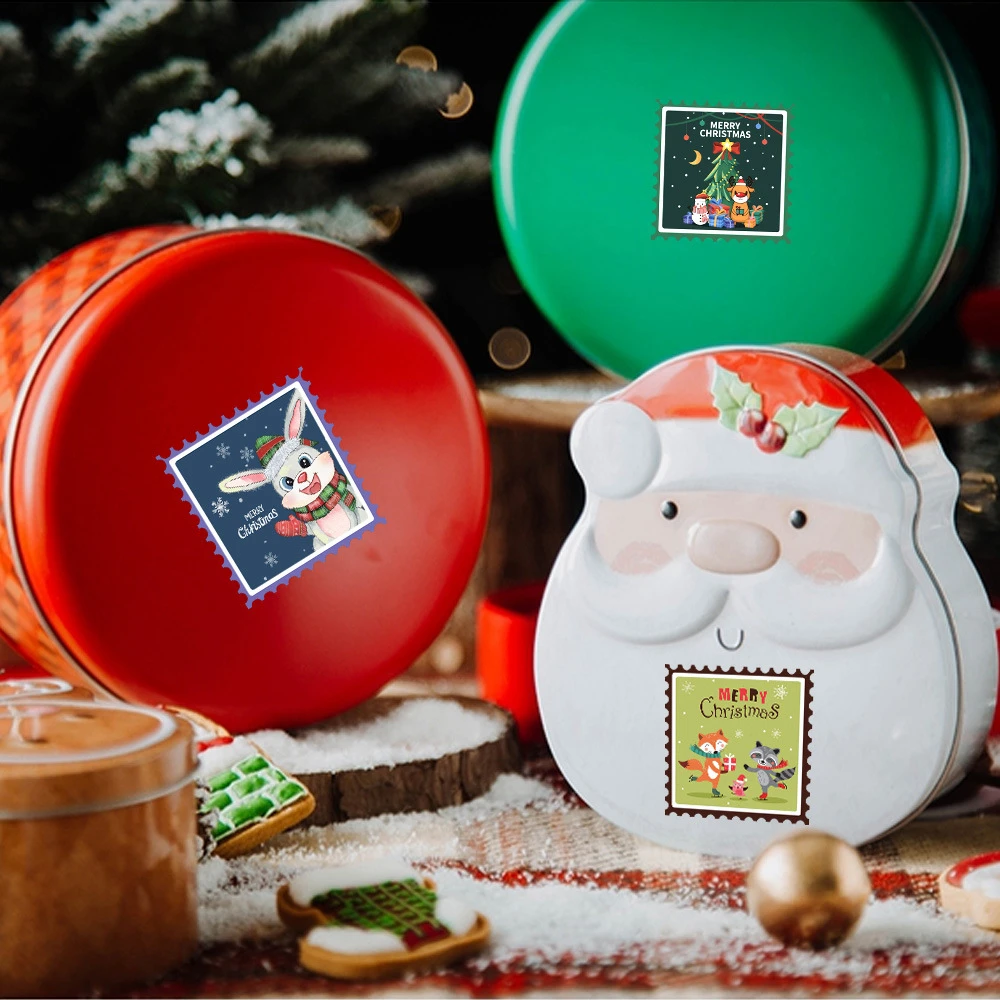 100pcs Merry Christmas Stickers For Presents Wrapping Christmas Decorative Gift Name Tag Stickers Snowman Festive Decor