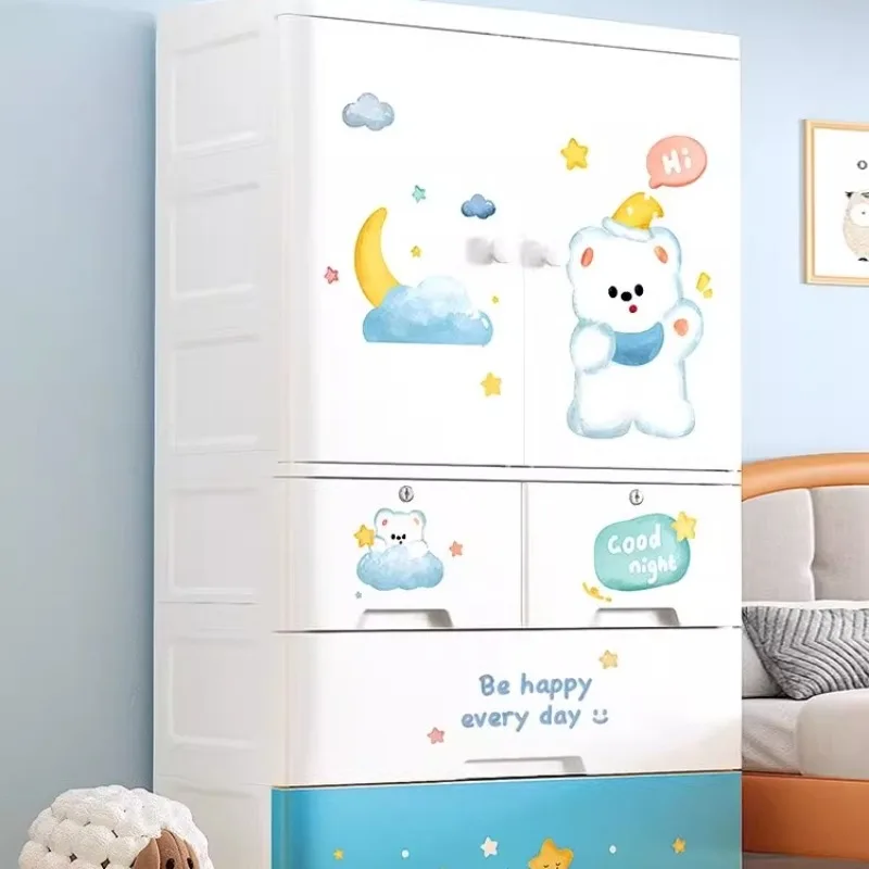 Armario Infantil con Diseño de Dibujos Animados | Armario de Almacenamiento de Ropa para Bebés, Fácil de Montar y que Ahorra Espacio, para Dormitorio o Cuarto de Bebé