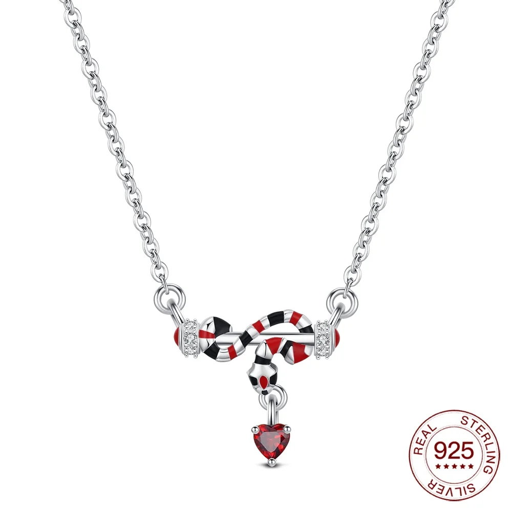 Women's 925 Sterling Silver Heart & Moon Necklace