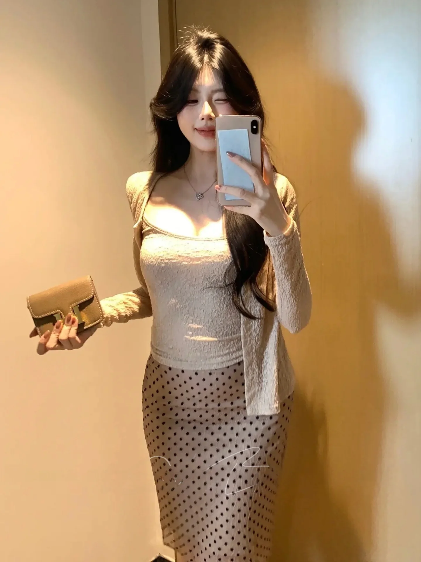 

Thin Long Sleeve Slim Fit Checkered Blouse And Skirt Set Women's Summer Fashion Set Lightweight Breathable Elegant Style