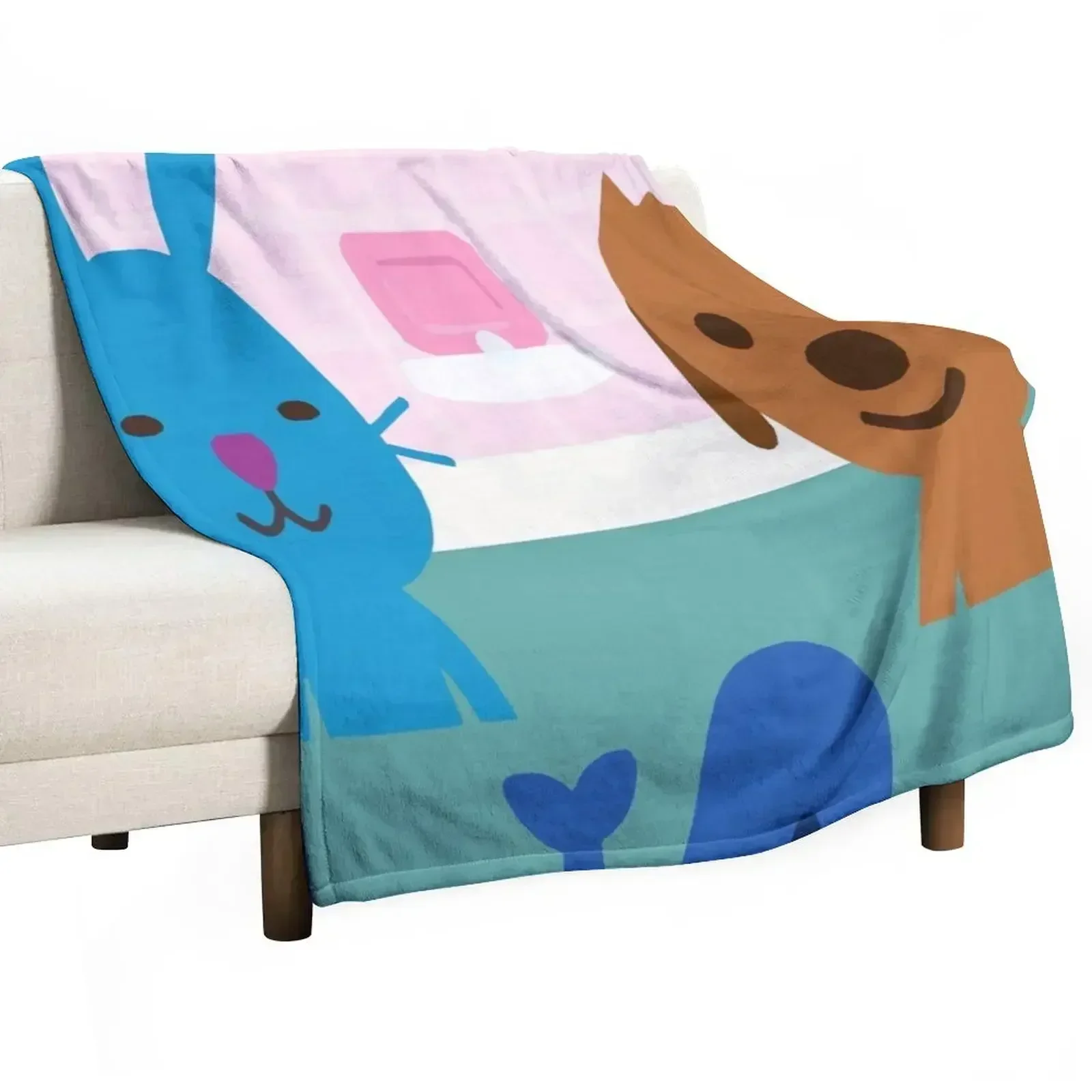 Cute Sago Mini Dinosaur Dog and Rabbit Throw Blanket Beautifuls Custom christmas decoration Loose Vintage Tourist Blankets