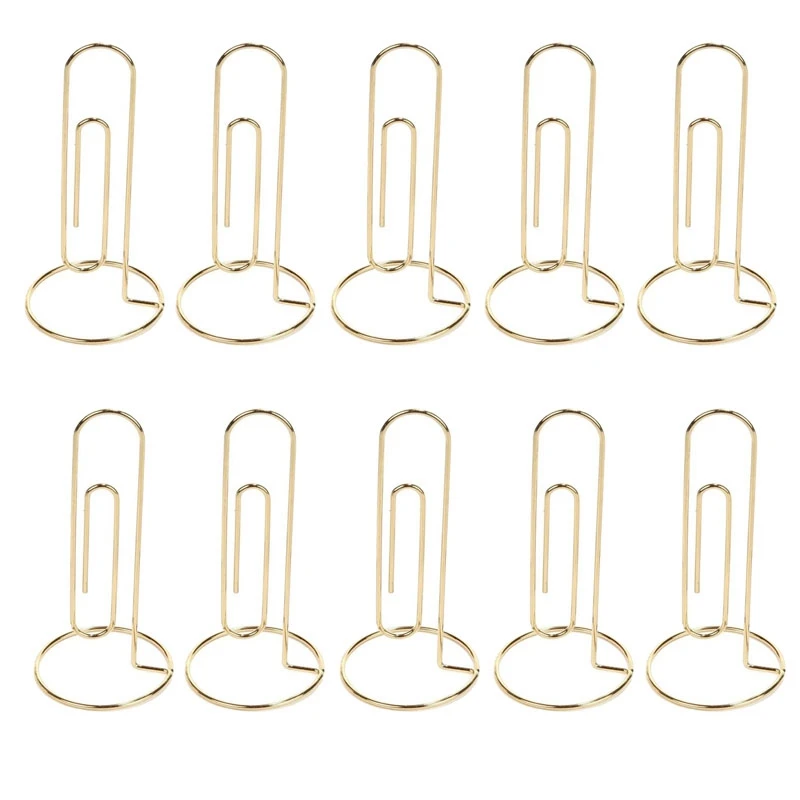 10PC Study Note Holder Office Desk Paper Clip Memo Holder, Office Accessory, Organize and Access Bills,Gold