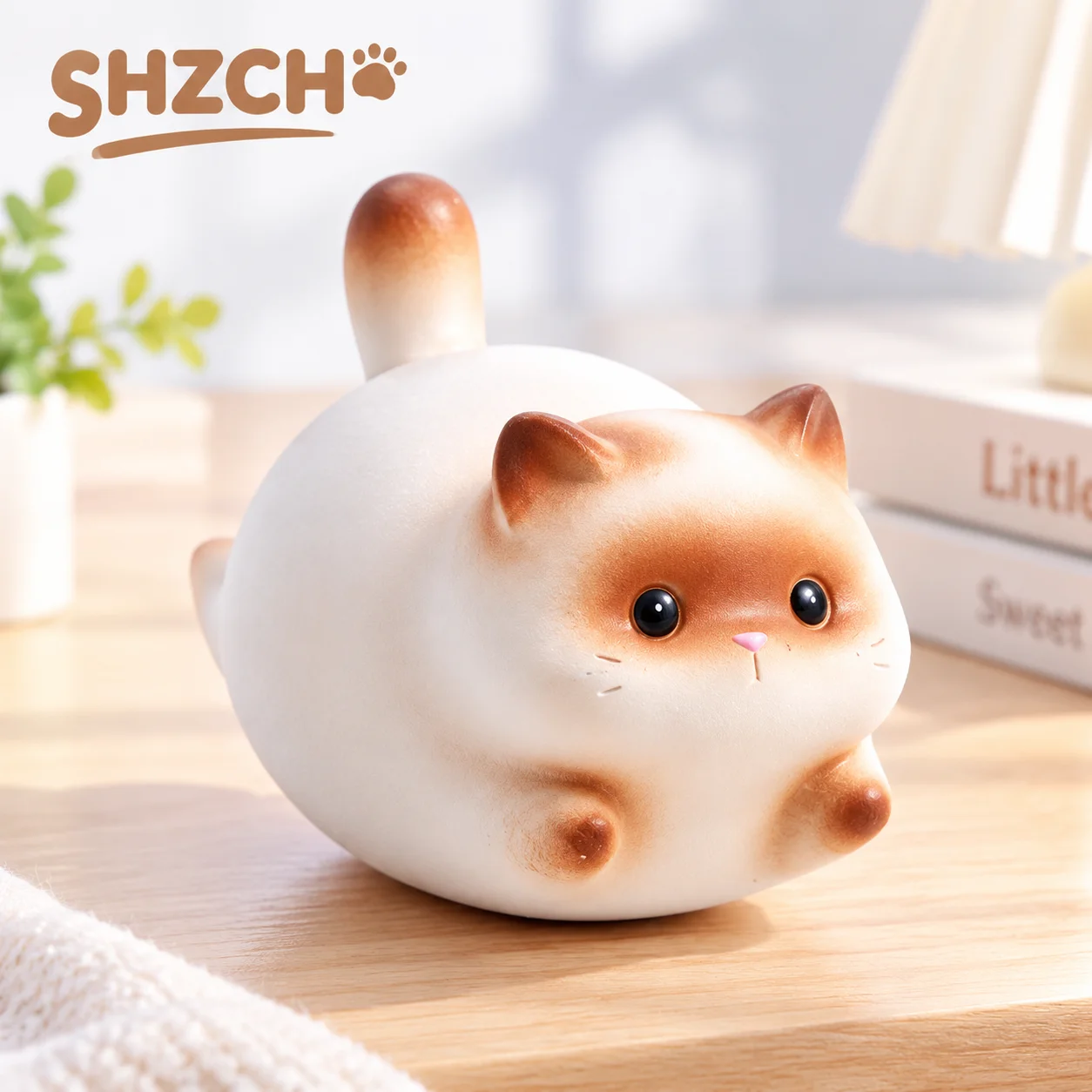 Japanese Cute Siamese Cat Figure Doll Ornament Modern Design Bobble Cat Miniatures Desktop Decoration Статуэтки Кошек FYFM