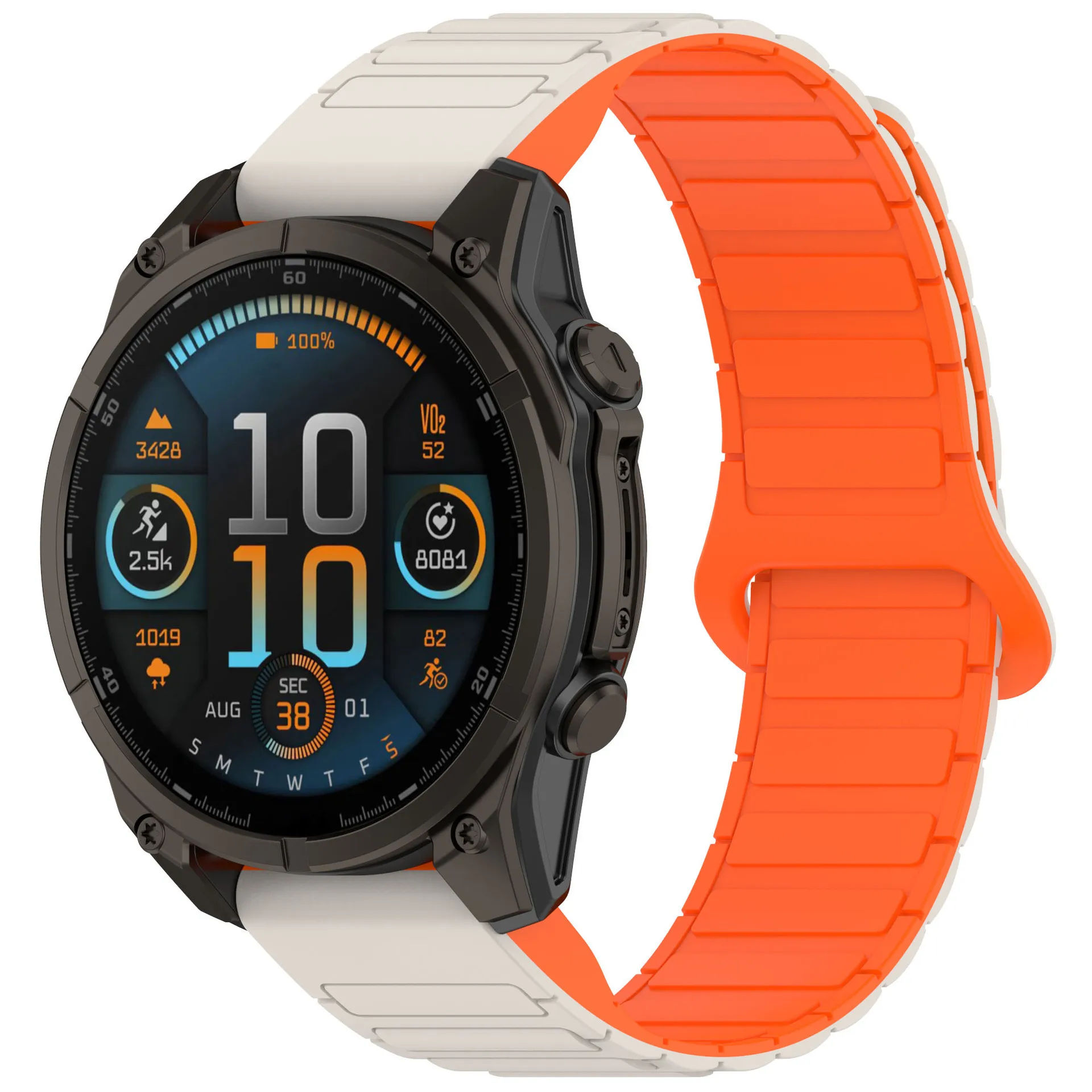 20/22/26mm Two-color Magnetic Silicone Strap Suit for Garmin Watches in 20/22/26mm Sizes I-shaped Magnetic Silicone Watch Strap