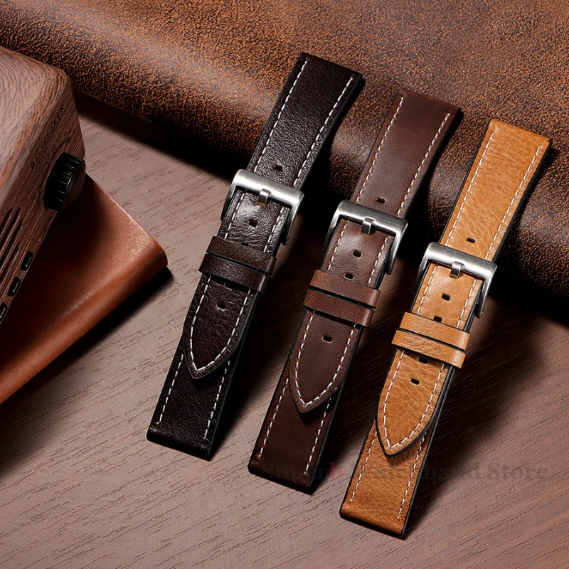 ของแท้หนังหนังวัวแท้ 20 มม.22 มม.สําหรับนาฬิกา Huawei GT 4 3 46 มม.สายหนังสําหรับ Galaxy Watch 7 6 5 4 อุปกรณ์เสริม