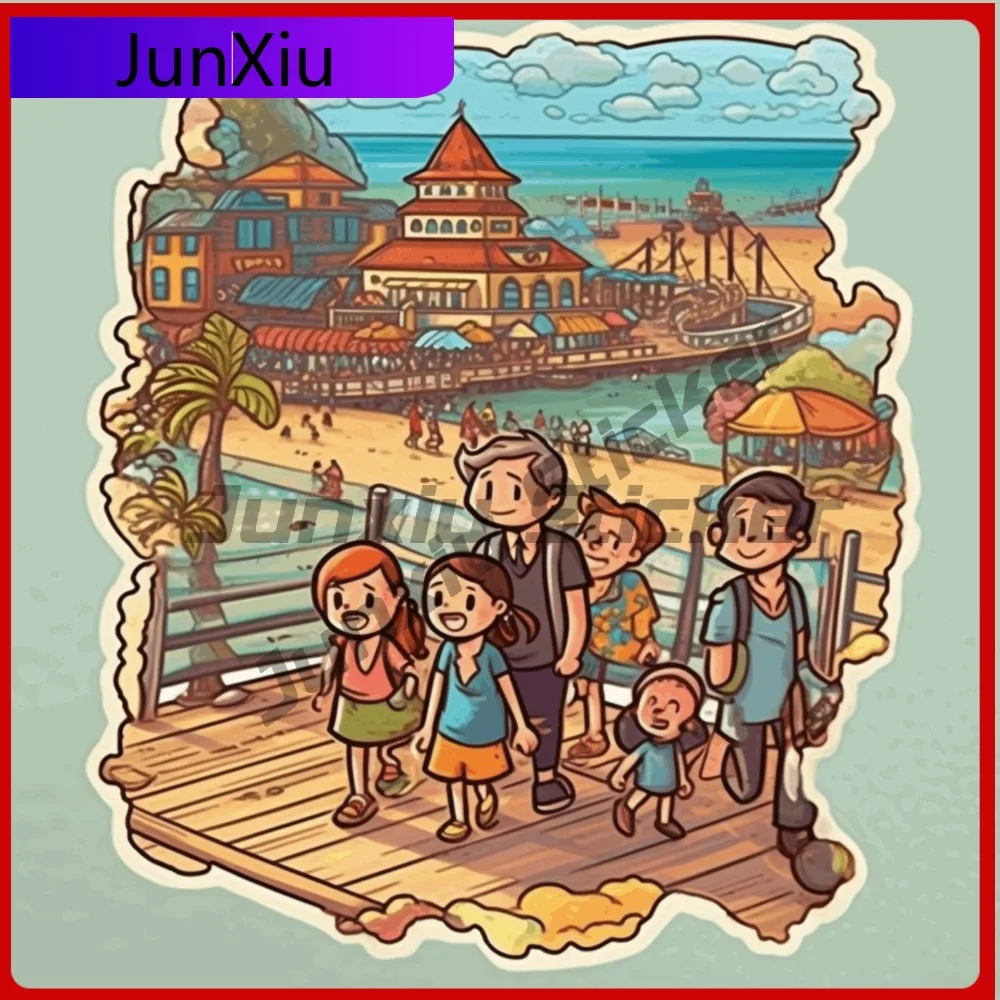 Beach Boardwalk Sticker Water Bottle Decal Vacation Travel Souvenir Funny Waterproof Vinyl Car Laptop Window Bu