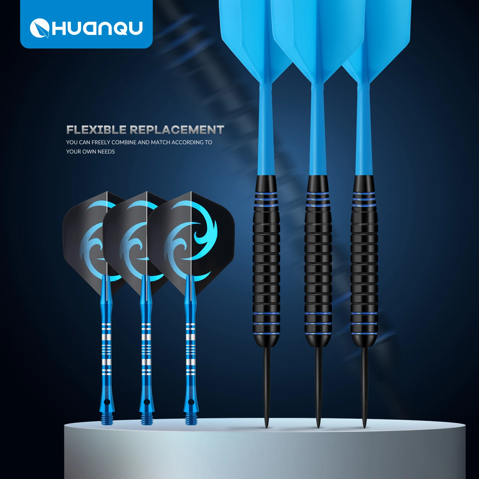 

Huanqu 3-Piece Blue Dart Set, Professional Competition Training Darts, Equipped with a Portable Storage and Protection Box, Comes with Extra Aluminum Shaft Dart Flights, Accurate and Durable, Perfect Birthday Gift, Christmas Gift