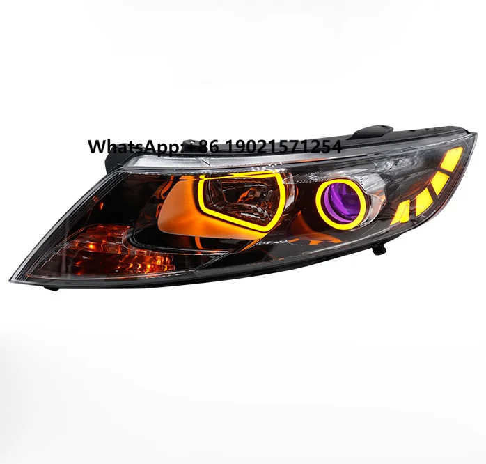 

Kia K5 Led Accessories Headlight Assembly for KIA K5 2010 2011 2012 2013 Model with Xenon Projector Lens LED Angel Eyes Drl