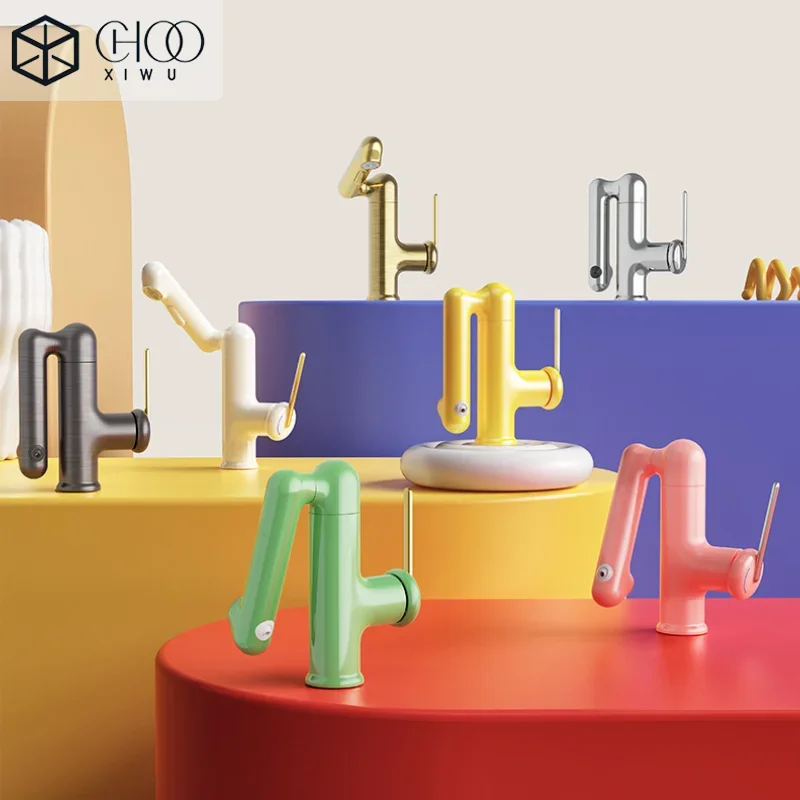 CHOOXIWU - 360° Degree Rotation Bathroom Sink Faucet with Lift up down Stream Sprayer Hot Cold Water Mixer Wash Tap for Kitchen