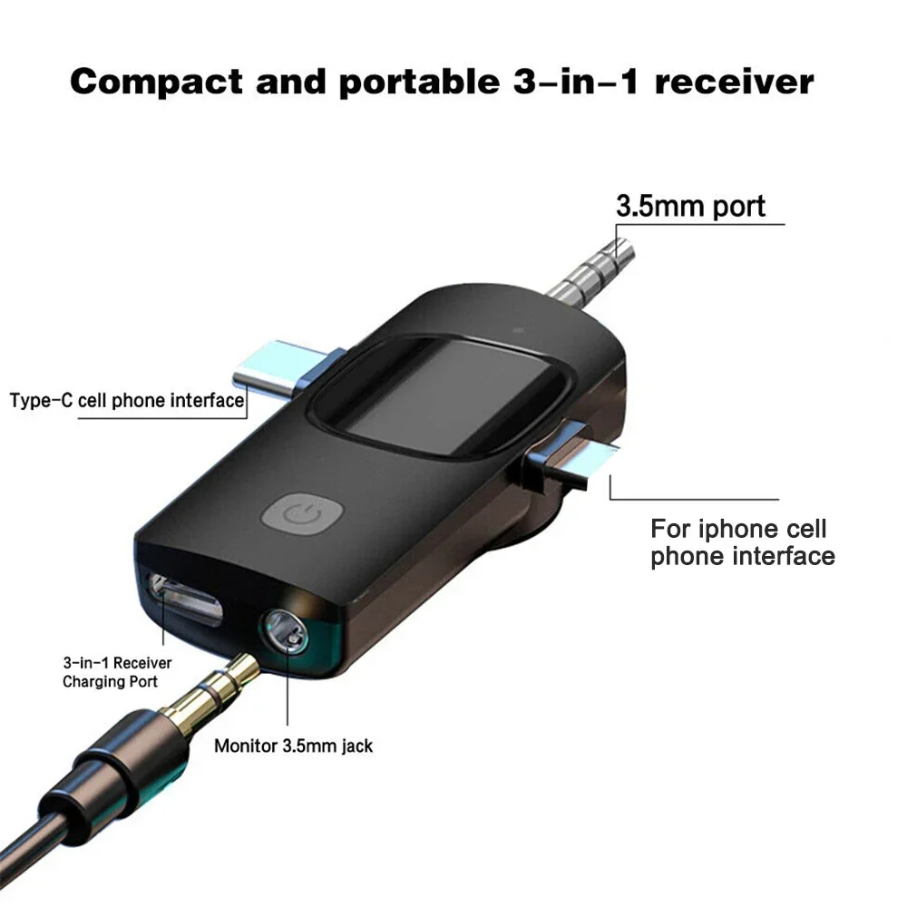 KEBIDU Kabelloses Lavalier-Mikrofon, 3-in-1-Mini-Mikrofon, Geräuschunterdrückung, tragbare Audio- und Videoaufzeichnung für Live-Streaming-Interviews – Detail 8