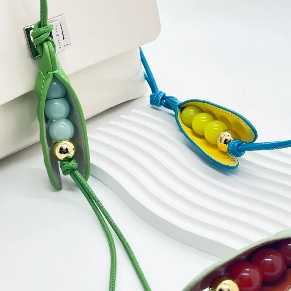 Multi-color Hanger Small Pea Pod Leather Pendant Handmade DIY Green Pea Pu Keychain Creative Cartoon Bag Charm Car Accessory