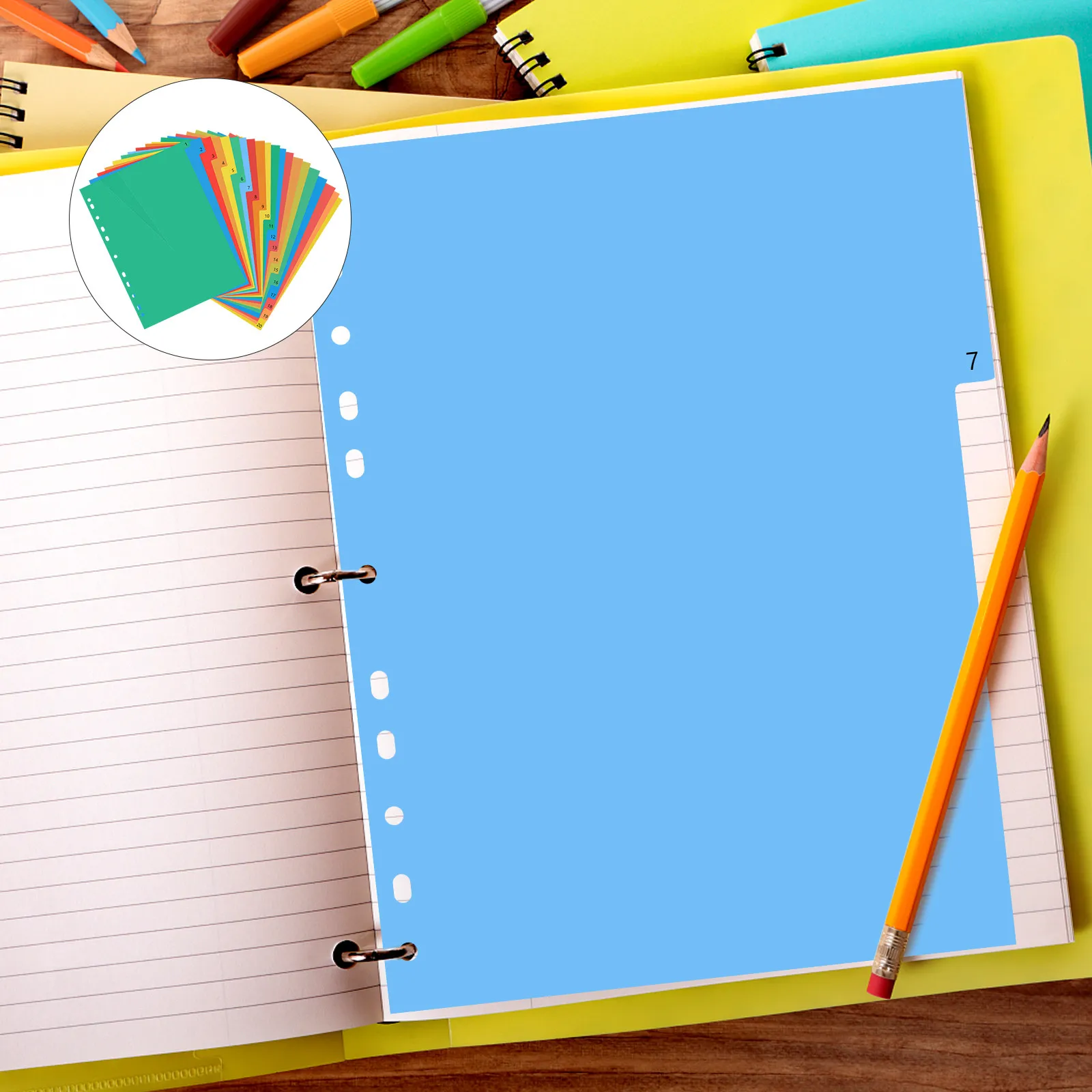 20 Pages A4 Size Color Coded Plastic Tab Dividers Index Labels for School Office Notebook Organization Quick Reference Divider