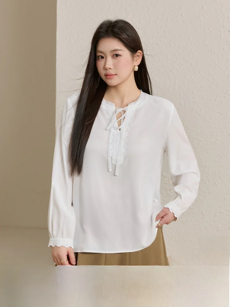 

Элегантная милая рубашка с V-образным вырезом больших размеров, женский модный летний топ в корейском стиле, облегающий крой, с длинными рукавами, для офиса