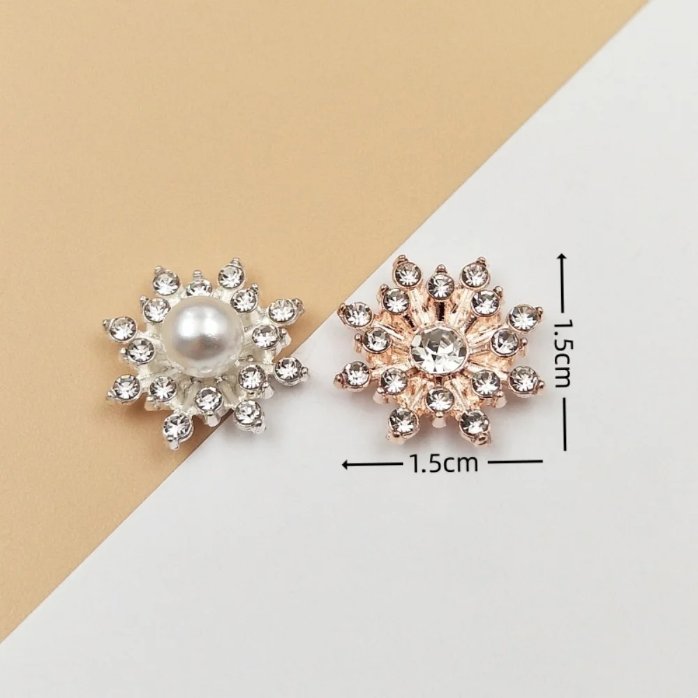 10Pcs/set Pearl Rhinestone Flower Jewelry Accessories Hair Making DIY Jewelry Findings Accessories 15X15mm