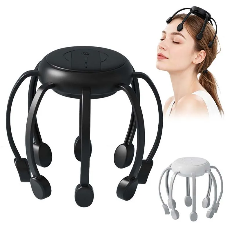Electric Octopus Head Massager Fully Automatic Scalp Stimulator 8 Arms Relaxer Stress Relief Deep Tissue Massage Device For