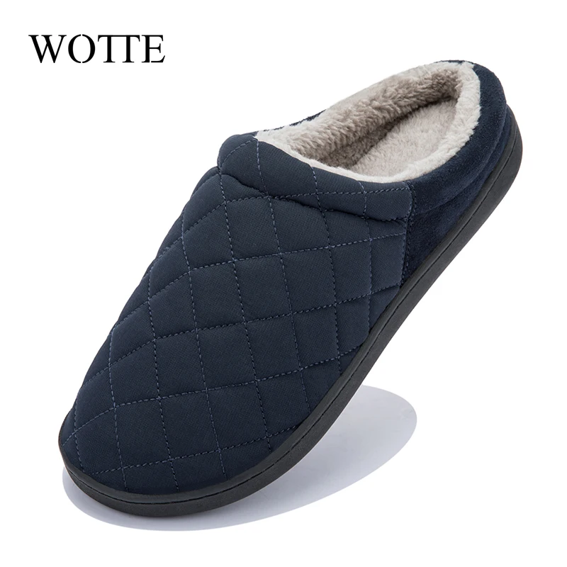 Winter Men Slippers New Winter Suede Slippers Warm Indoor Slipper Waterproof Home House Shoes Men Warm Velvet Fur Knitting Shoes