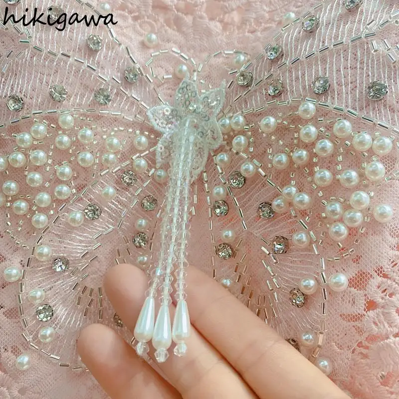 Sexy Crop Tops Women Clothing Heavy Beading Floral Tank 2025 Ropa Mujer Lace Butterfly Backless Tunic Vest Korean Summer Camis