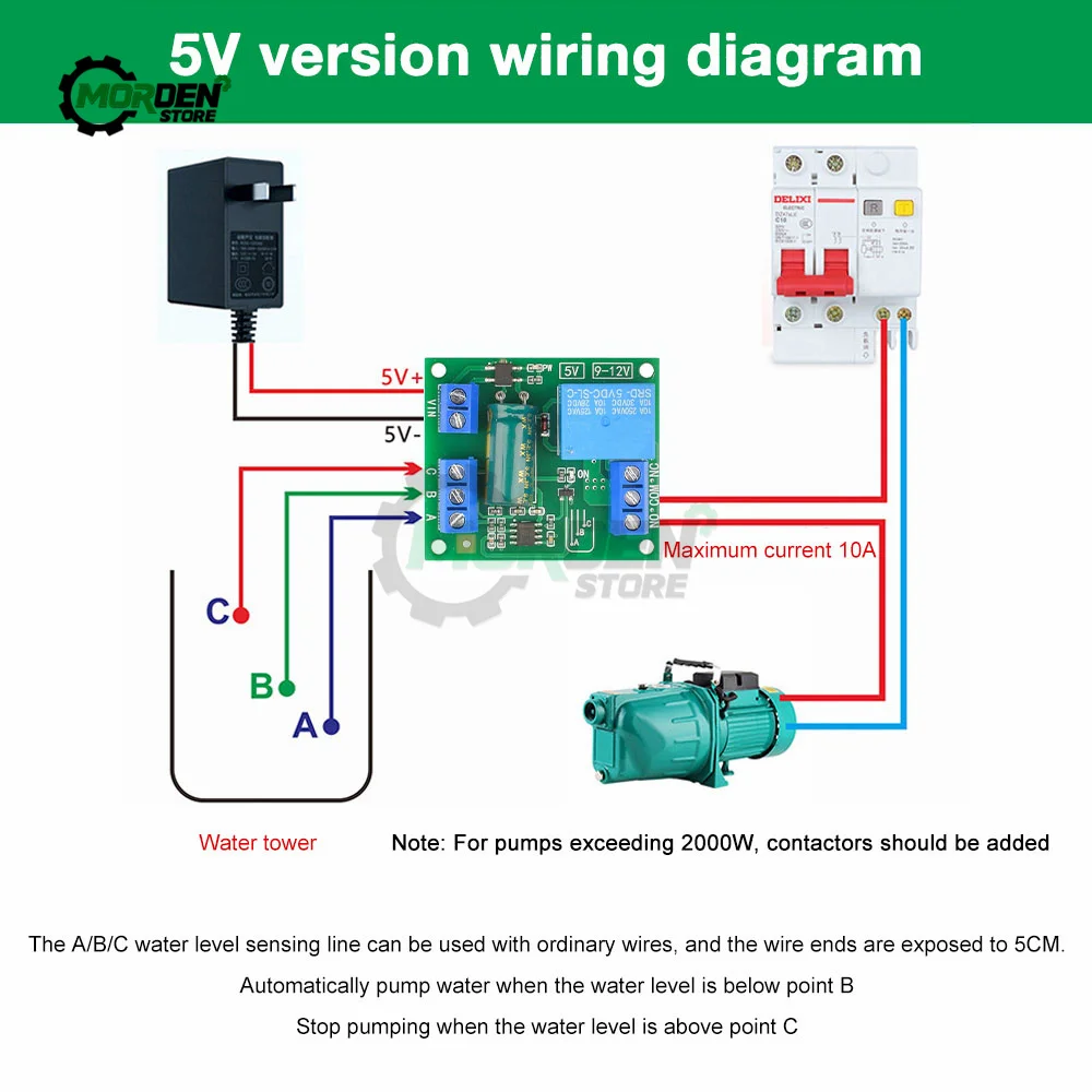 5V/12V Water Level Automatic Controller Relay Liquid Sensor Switch Solenoid Valve Motor Pump Automatic Control Relay Board