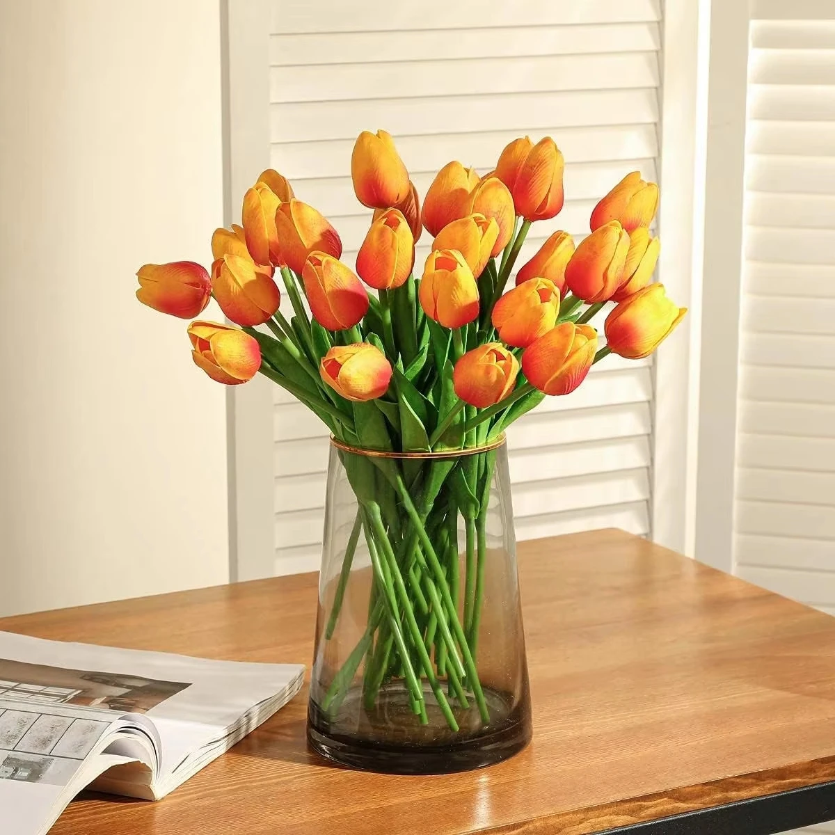 15 Pcs Artificial Real Touch Tulip Flower Wedding Garden Party Holiday Bridal Bouquet Home Dining Table Vase DIY Decorative Prop