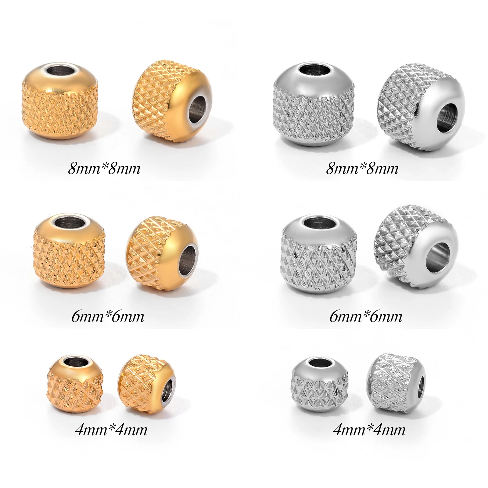 

20Pcs 4/6/8mm Round Cross Grid Plated Black Gold Bead Stainless Steel Spacer Metal Beads for Bracelet Jewelry Making Material