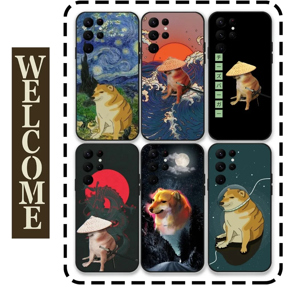 Cheems Shiba Inu Doge Meme Phone Case for Samsung Galaxy S24 Ultra S22 S23 Ultra S21 S20 5G Protective Silicone TPU Funda