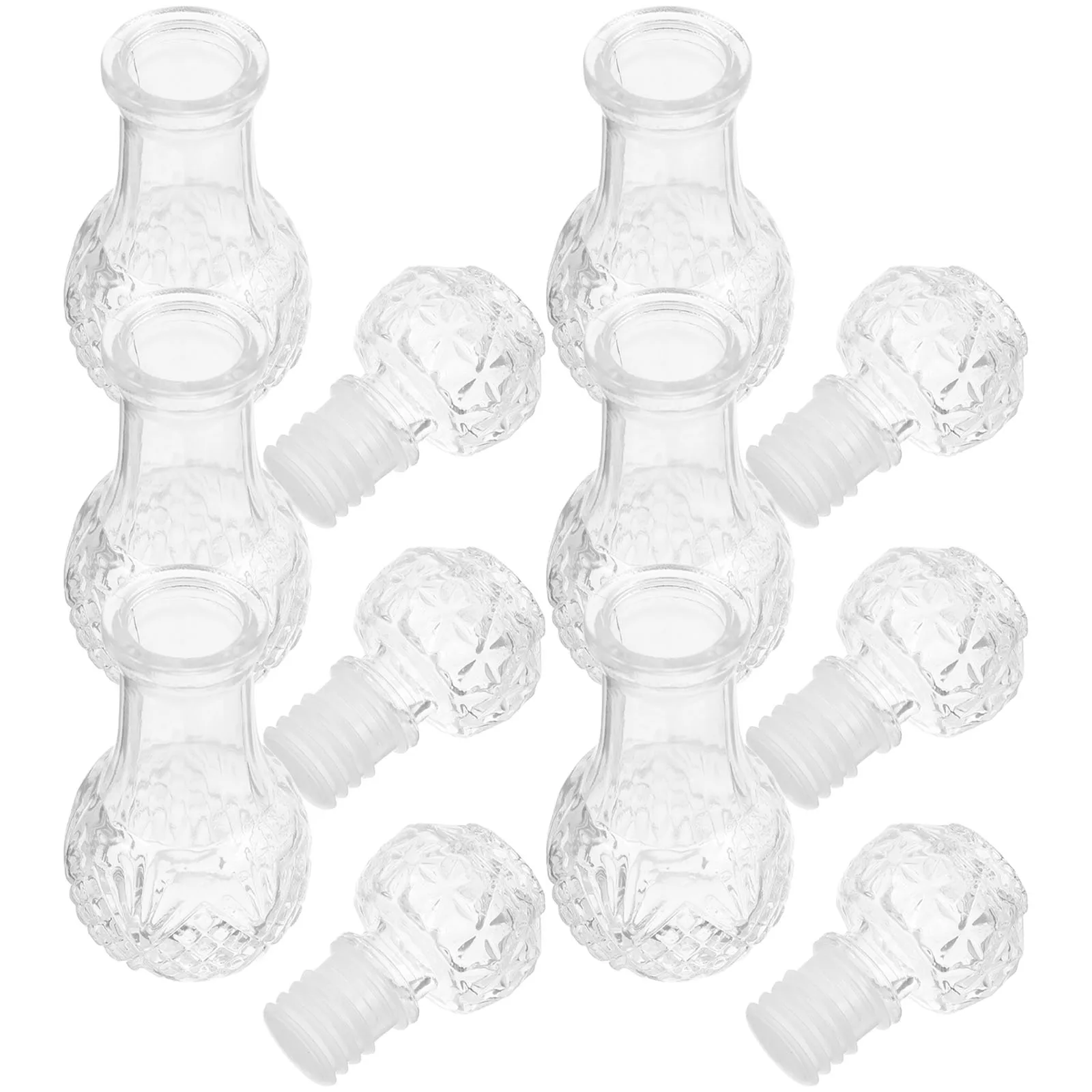 

6Pcs Bottles Clear Glass for Wine Liquor Decanting Portable Freshness Preservation Aerator Design Home Bar Use