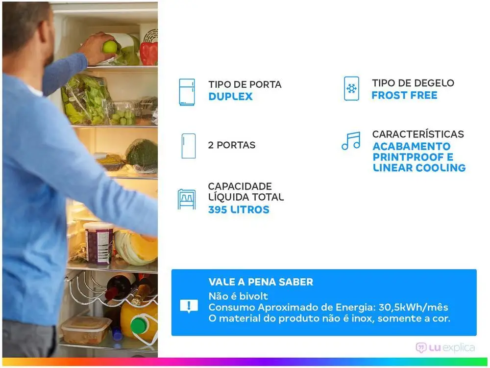 ثلاجة إل جي فروست دوبلكس ، مبرد ، مجاني V ، 395L