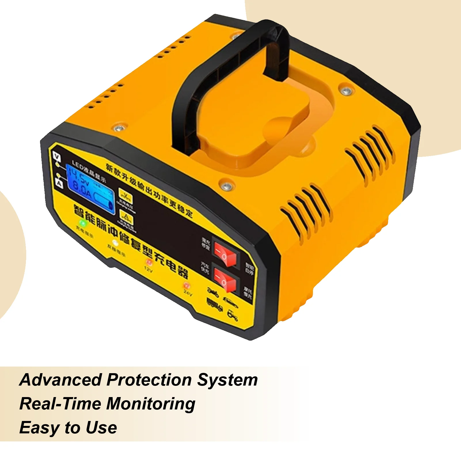 

Car Battery Charger 12V 24V Car Battery Charger Digital Pulse Repair Maintainer For Automotive Truck SUV Sedan Motorcycle