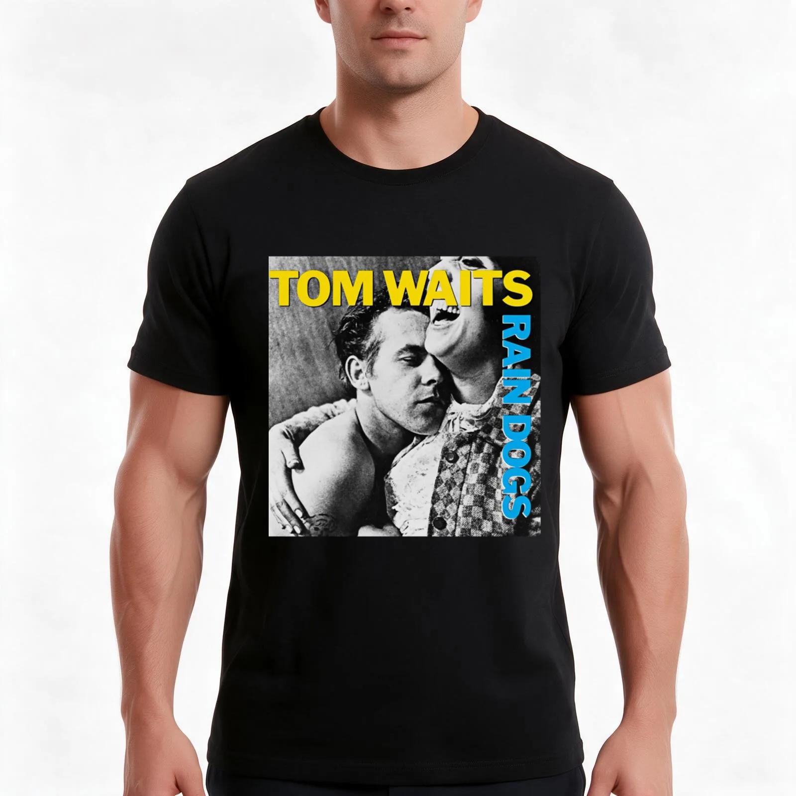 Tom Waits Rain Dogs Perfect Gif T-Shirt, Summer Casual Cotton Tee, Oversized Streetwear Tops, Vintage Graphic Print, 100% Cotton